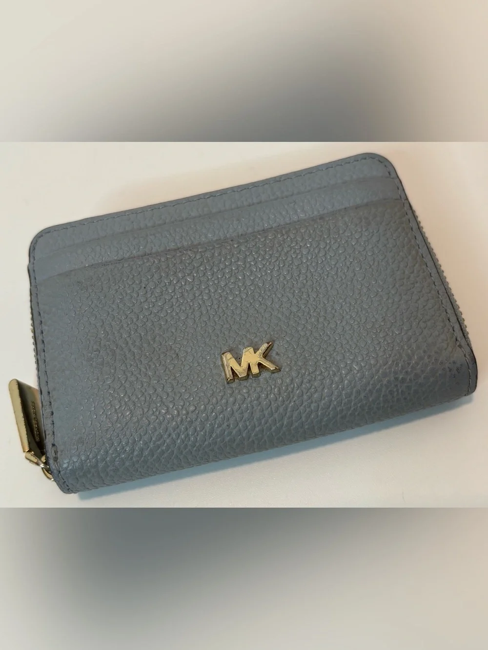 MICHAEL KORS ($138) Jet Set Travel Small  Steel Blue Pebbled Leather Wallet
